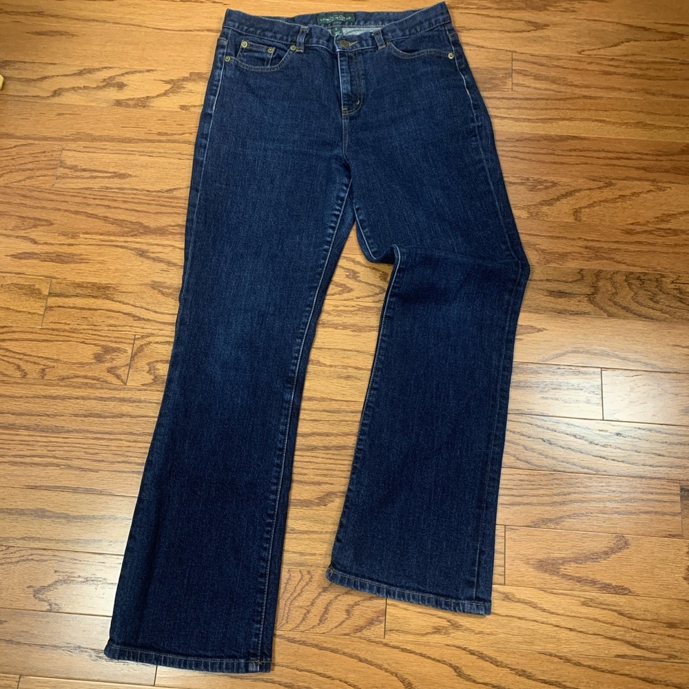 LRL Ralph Lauren Bootcut Jeans Womens 6 Dark Blue Flap Pocket Mid Rise